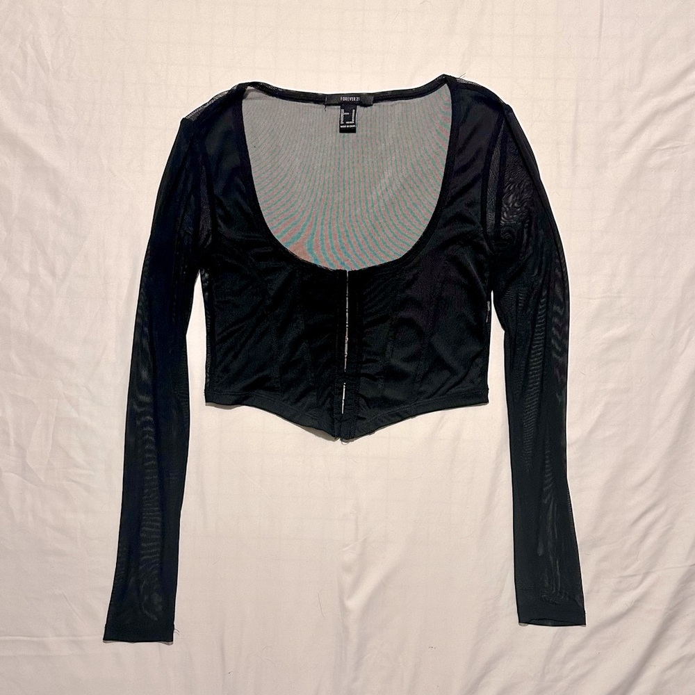 Mesh corset crop top